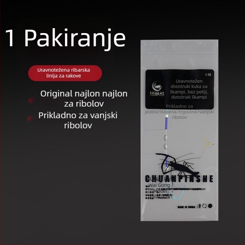 Set najlonske linije za lov škampi s dvostrukim udicama – najlon konac, za rakove i riječne škampi