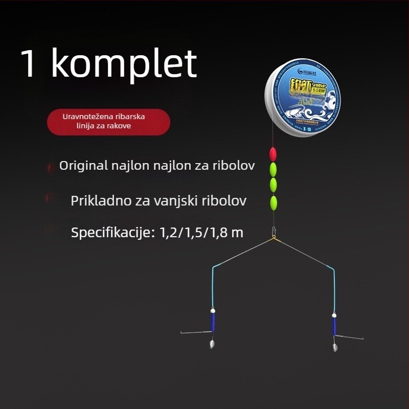 Set najlonske linije za lov škampi s dvostrukim udicama – najlon konac, za rakove i riječne škampi