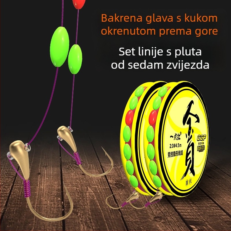 Sedmerostruki plovak za karasa s jednim udicom – visoka osjetljivost; materijal: najlon nit; mjesto ribolova: rijeka, jezero, akumulacija