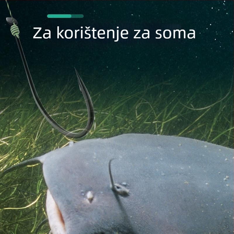 Set kuki za soma s dugim držalom i kukama s bodljama za velike ribe