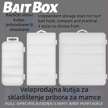 ABS plastična kutija za mamce, jednostruka i dvostruka, dvostrana, s pet pretinaca