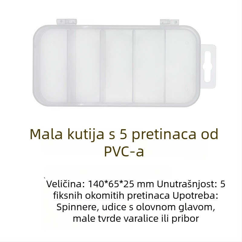 ABS plastična kutija za mamce, jednostruka i dvostruka, dvostrana, s pet pretinaca