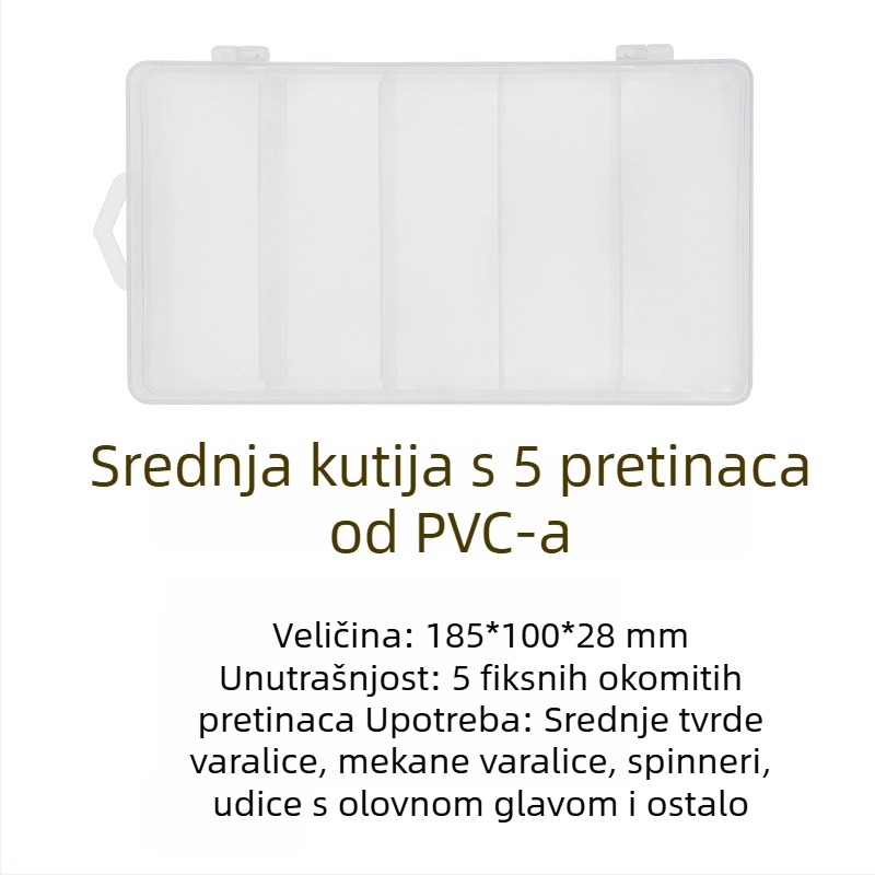 ABS plastična kutija za mamce, jednostruka i dvostruka, dvostrana, s pet pretinaca