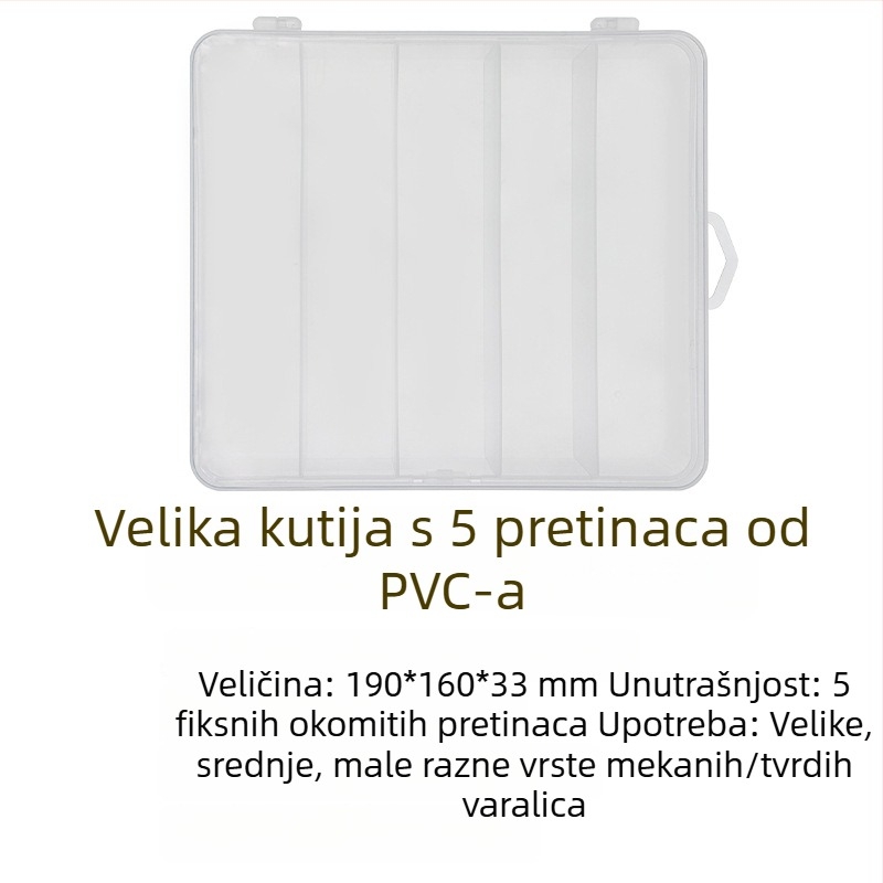 ABS plastična kutija za mamce, jednostruka i dvostruka, dvostrana, s pet pretinaca