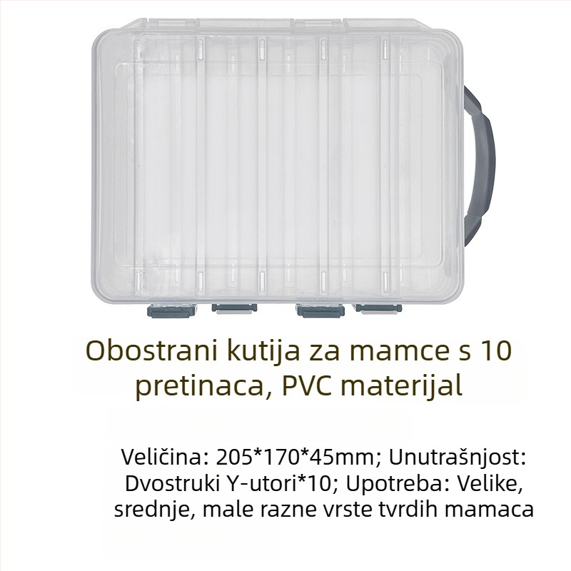 ABS plastična kutija za mamce, jednostruka i dvostruka, dvostrana, s pet pretinaca