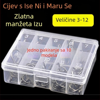 Anova udice za ribolov s prstenom, veličine 3–12, 500 komada u kutiji s cijevi