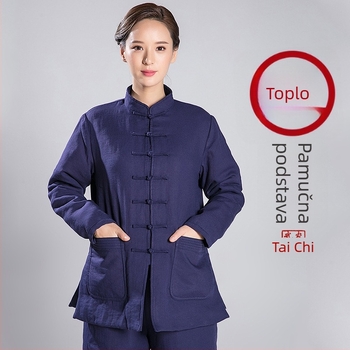 Unisex Tai Chi odjevni set od lana s pamukovom podstavom, jednobojan, za odrasle