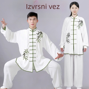 Tai Chi uniforma s broderijom za trening borilačkih vještina, unisex, za odrasle, za jutarnje vježbe u jeseni