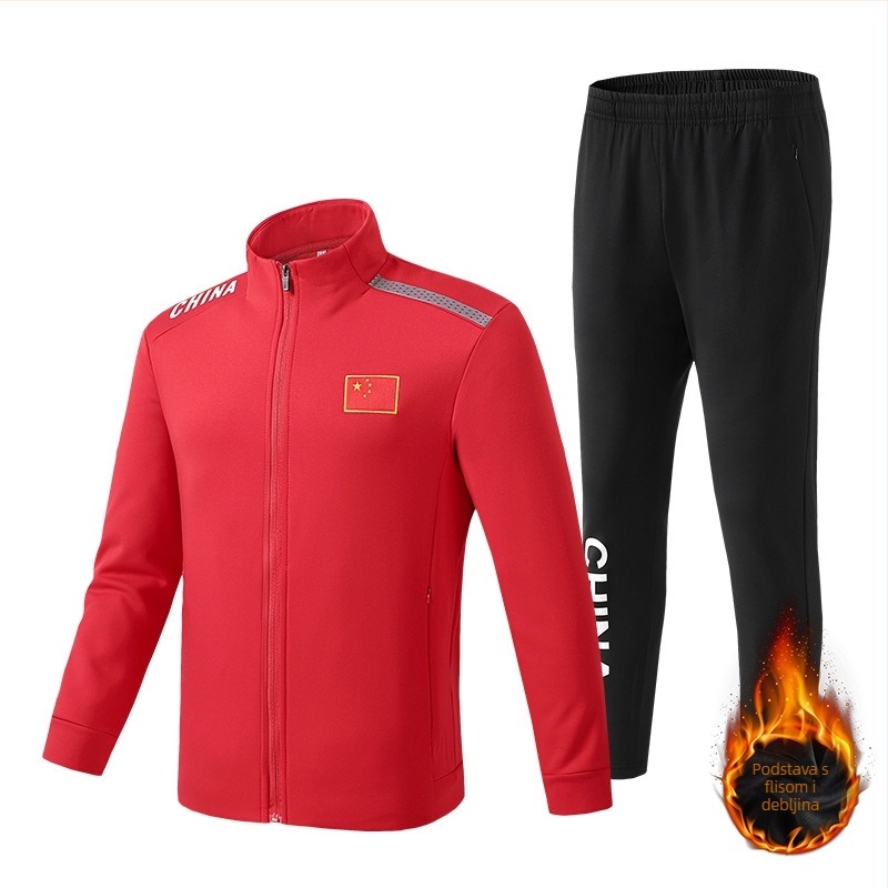 Zimski trening–sportski kostim, unisex; materijal Mink velvet; 95% poliester; unutarnji tank top; stojeći ovratnik; dugi rukavi; za Taekwondo, Wushu i Sanda.