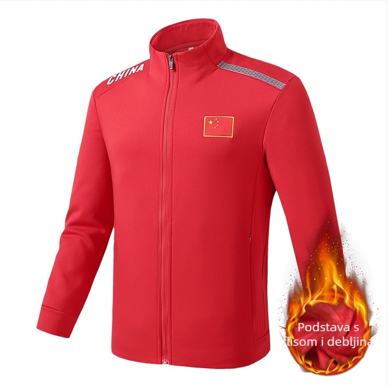 Zimski trening–sportski kostim, unisex; materijal Mink velvet; 95% poliester; unutarnji tank top; stojeći ovratnik; dugi rukavi; za Taekwondo, Wushu i Sanda.