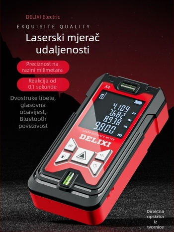 Delixi laserski mjerač udaljenosti s infracrvenim mjerenjem, prijenosni visoko precizan elektronički lenjir za mjerenje prostorija