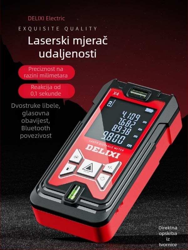 Delixi laserski mjerač udaljenosti s infracrvenim mjerenjem, prijenosni visoko precizan elektronički lenjir za mjerenje prostorija