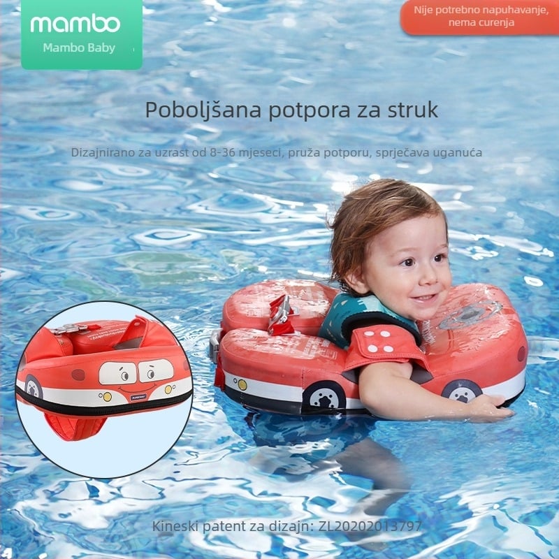Mambobaby Ne-naduvavajući dječji plivački prsten s podrškom za podlakticu i prstenom za sjedenje – crtani uzorak