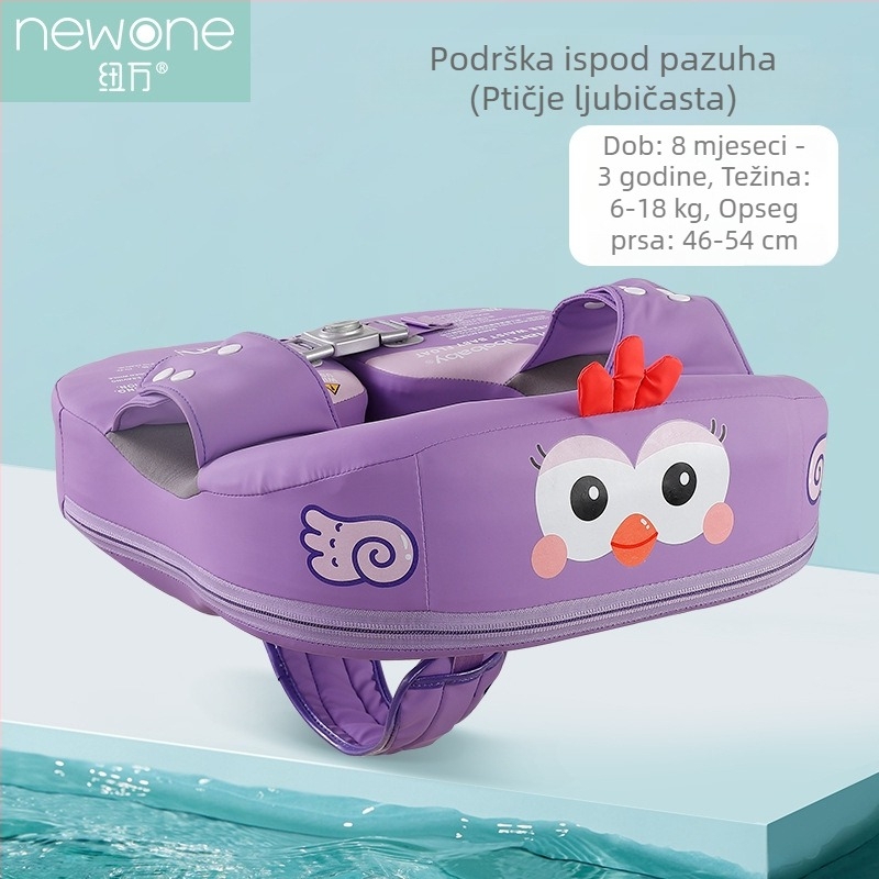 Mambobaby Ne-naduvavajući dječji plivački prsten s podrškom za podlakticu i prstenom za sjedenje – crtani uzorak