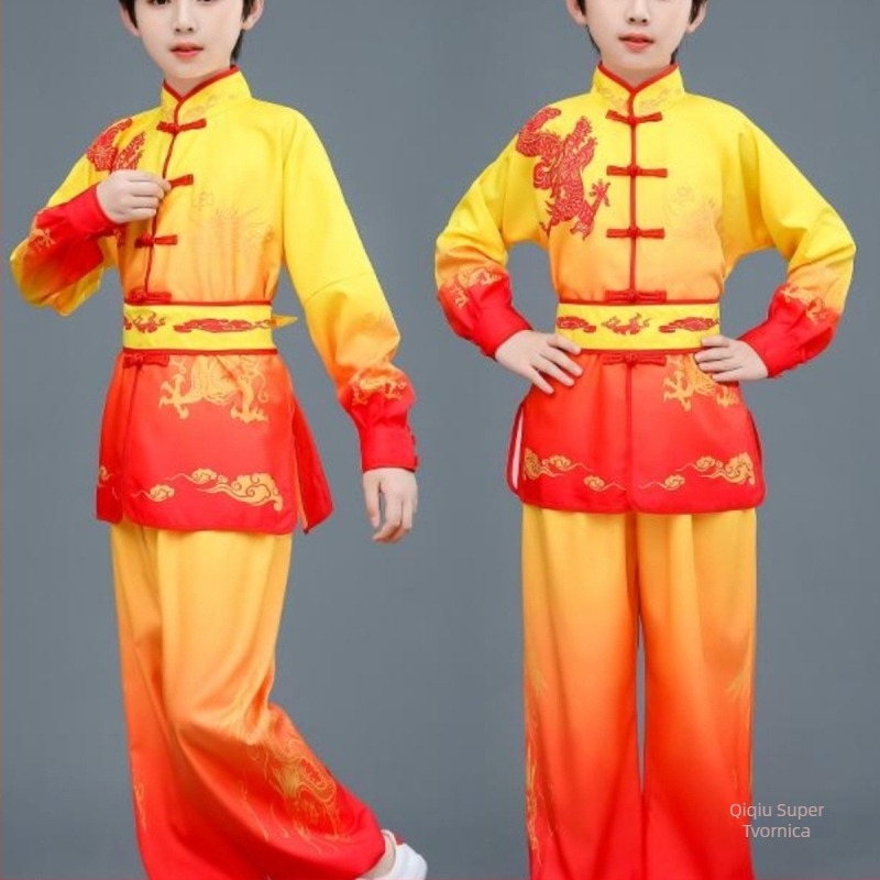 Dječji kostim za kung fu za nastupe, kineskog stila Tai Chi trening odjeća, unisex, uzorak 69850, laneno platno