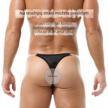 Muške T-string gaćice od najlona, niskog struka, jednobojne, prozračne, pamukova podstava u preponama