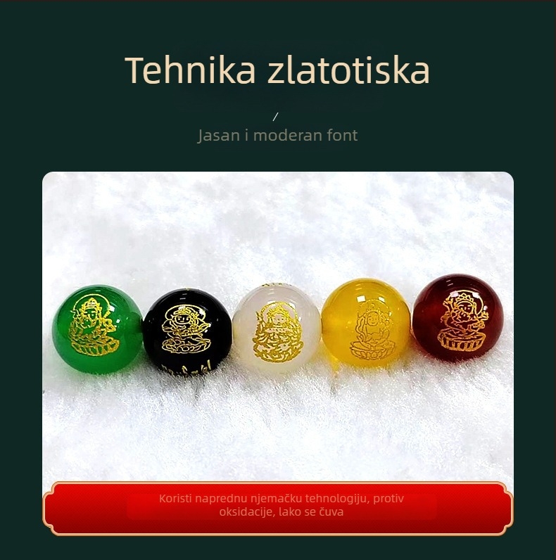 8 mm agatne perle za DIY nakit – pet bogova bogatstva, slobodne perle za narukvice, ogrlice i privjeske (polu završene)
