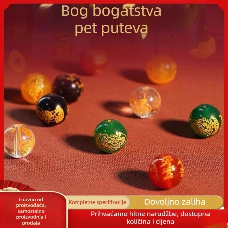 8 mm agatne perle za DIY nakit – pet bogova bogatstva, slobodne perle za narukvice, ogrlice i privjeske (polu završene)