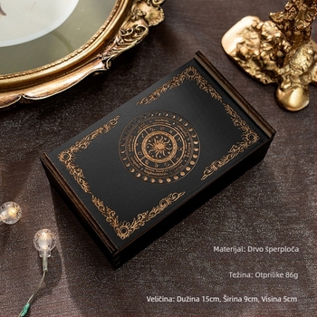 Kutija za pohranu tarot karata s kliznim poklopcem; drvena kutija od basswood plywood; za karte tarota i društvene igre; pogodno za dob 7–14, 15–35, 36–60, 61+.