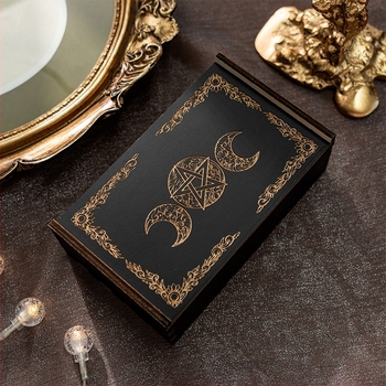 Kutija za pohranu tarot karata s kliznim poklopcem; drvena kutija od basswood plywood; za karte tarota i društvene igre; pogodno za dob 7–14, 15–35, 36–60, 61+.