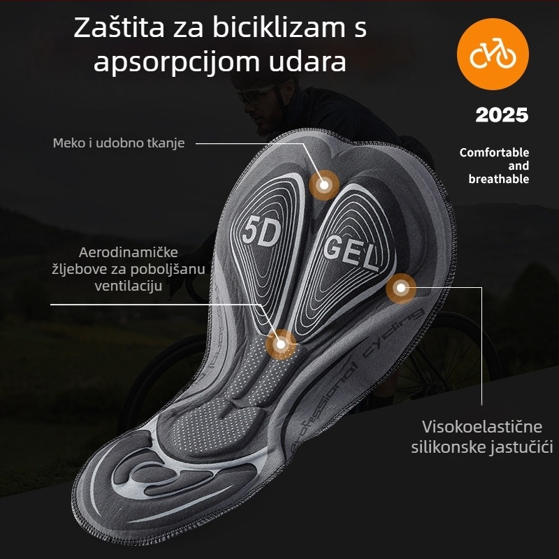 Hlače za planinski bicikl sa silikonnom podlogom, prozračne, odvode vlagu, od spandeksa, unisex, ljeto