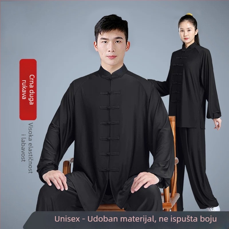 Tai Chi kostim za žene – pamuk-vinilon tkanina (vinilon 81–90%), podstava od lana (81–90%), za starije osobe
