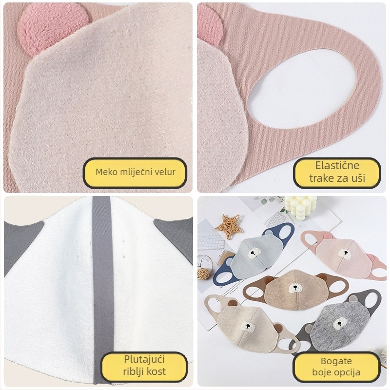 Dječja topla maska za lice, Milk Velvet materijal, Jacquard izrada, Cartoon uzorak, Anti-smog, pogodno za zimu, proljeće i jesen