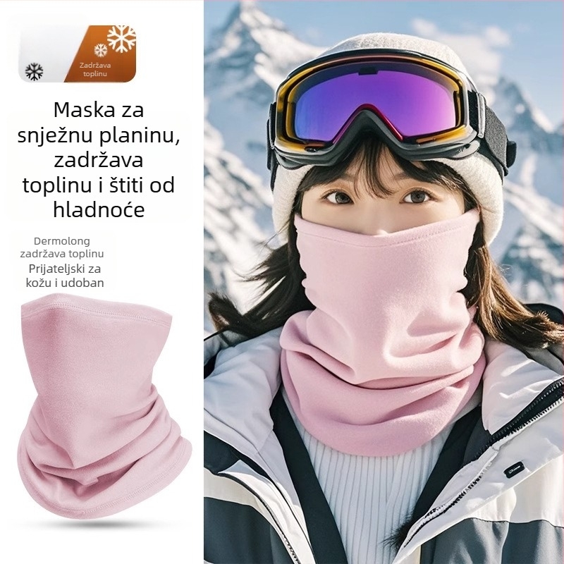 Unisex zimska maska za skijanje, poliester, maska za glavu s flis podstavom, jednobojna, zaštita od prašine, za zimu i jesen