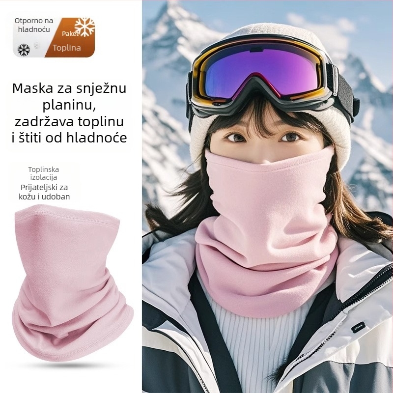 Unisex zimska maska za skijanje, poliester, maska za glavu s flis podstavom, jednobojna, zaštita od prašine, za zimu i jesen