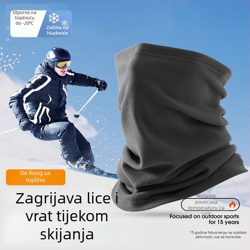 Unisex zimska maska za skijanje, poliester, maska za glavu s flis podstavom, jednobojna, zaštita od prašine, za zimu i jesen