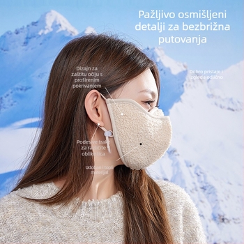 Jesensko-zimska topla maska za uši, vanjski poliester i mekani pamuk, šivana konstrukcija, zaštita od prašine.