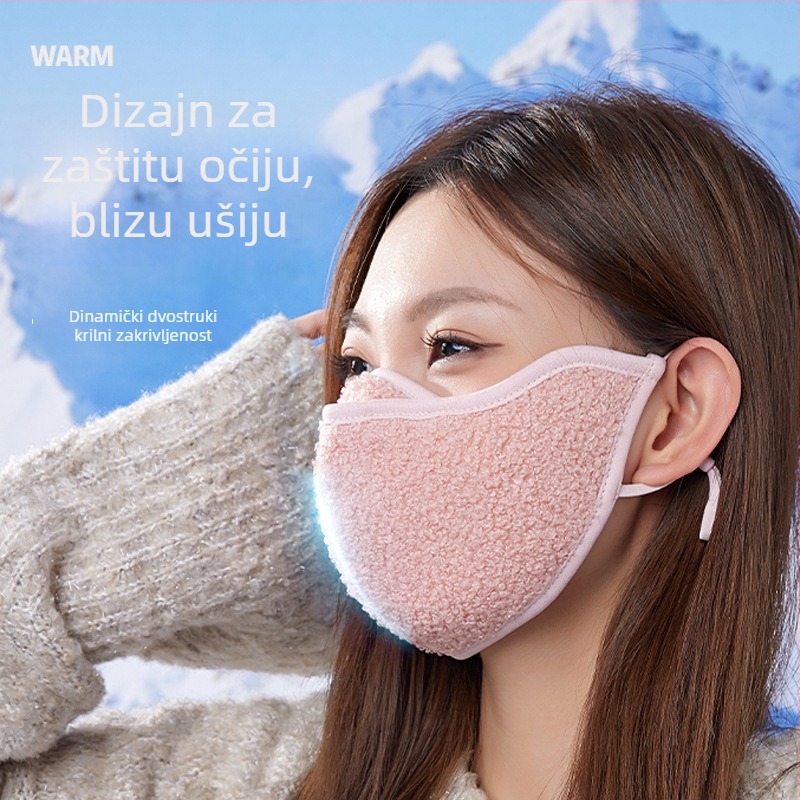 Jesensko-zimska topla maska za uši, vanjski poliester i mekani pamuk, šivana konstrukcija, zaštita od prašine.