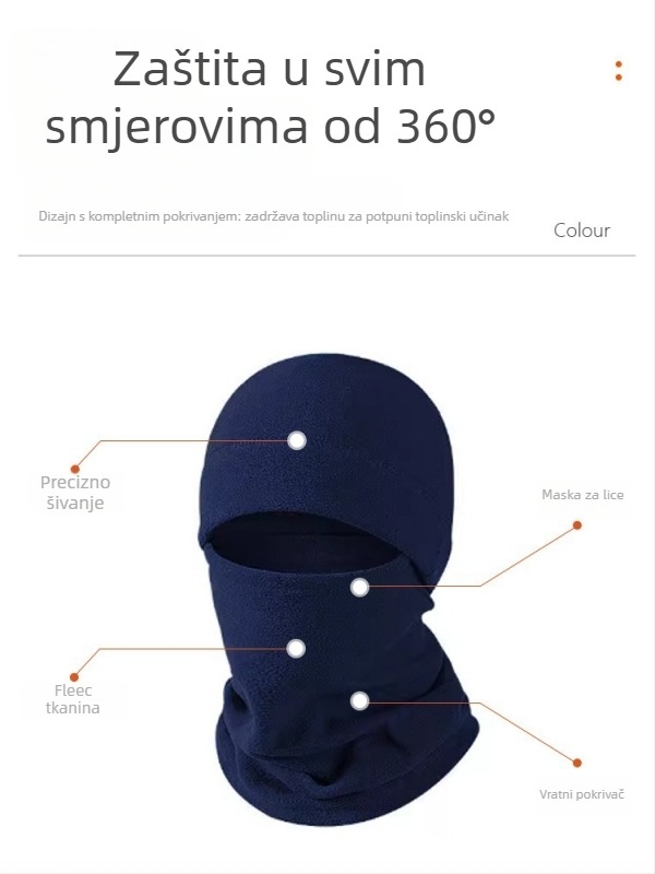 Jusuo biciklistička maska s fleec zase HeatTech, otporna na vjetar i topla, jedinstveni vratni štit, poliester