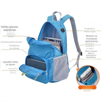 Unisex sklopivi lagani ruksak 20–35L, za outdoor aktivnosti poput planinarenja i vožnje bicikla, džep za 10-inčni prijenosnik