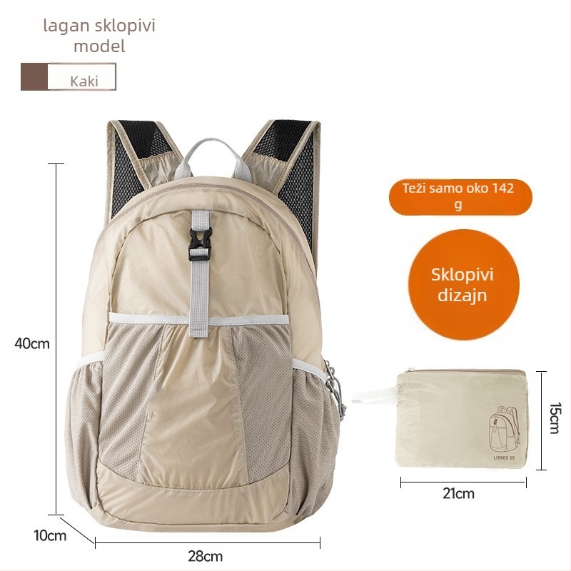 Unisex sklopivi lagani ruksak 20–35L, za outdoor aktivnosti poput planinarenja i vožnje bicikla, džep za 10-inčni prijenosnik