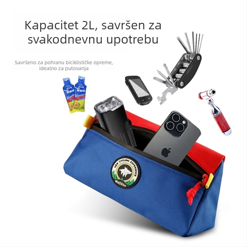 Vodootporna trokutasta torbica za bicikl – kapacitet 2L, poliester, wolfilist