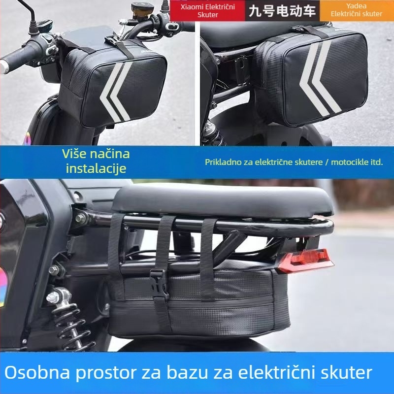 Torba za električni bicikl s bočnim pretincima i stražnjim visećim pretincom, univerzalne velike kapacitete