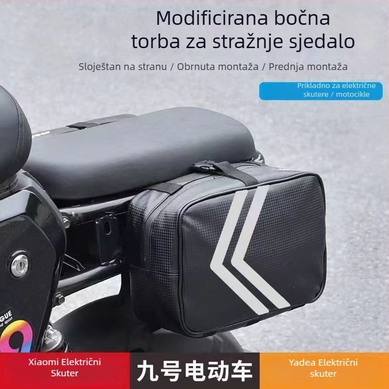Torba za električni bicikl s bočnim pretincima i stražnjim visećim pretincom, univerzalne velike kapacitete