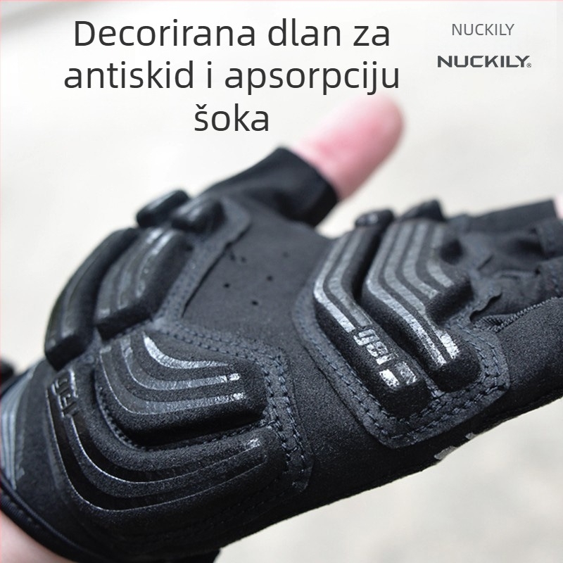 NUCKILY Rukavice za bicikl s polu prsta, jastučić na dlan, protivklizne, ublažavaju udarce, Nylon materijal