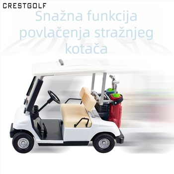 Model golf kart od legure za uredski ukras, metalni stolni ukras s prikazom budilice