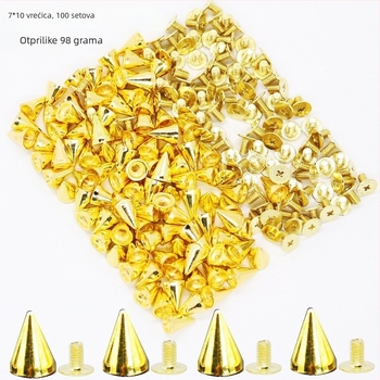 Špikovani vijak s konusnom glavom, legura, baza vijka, za kapute, cipele, šešire, pojaseve i torbe