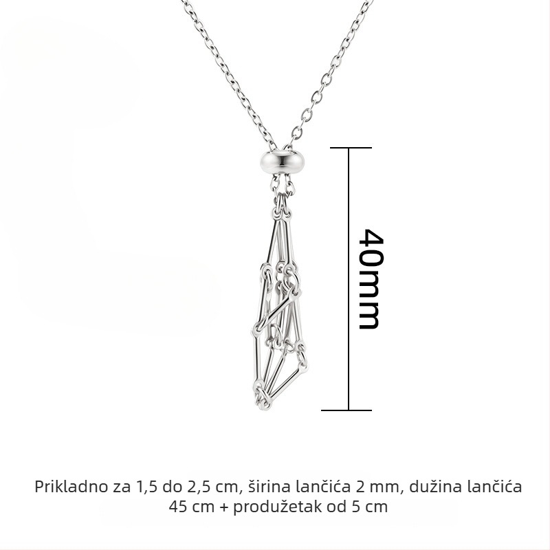 Ogrlica od nehrđajućeg čelika s privjeskom od titan čelika, geometrijski mrežasti dizajn, ručno izrađeni lanac, duljina 51-60 cm