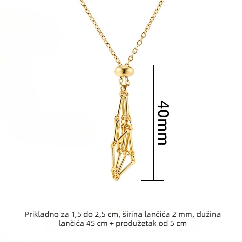 Ogrlica od nehrđajućeg čelika s privjeskom od titan čelika, geometrijski mrežasti dizajn, ručno izrađeni lanac, duljina 51-60 cm
