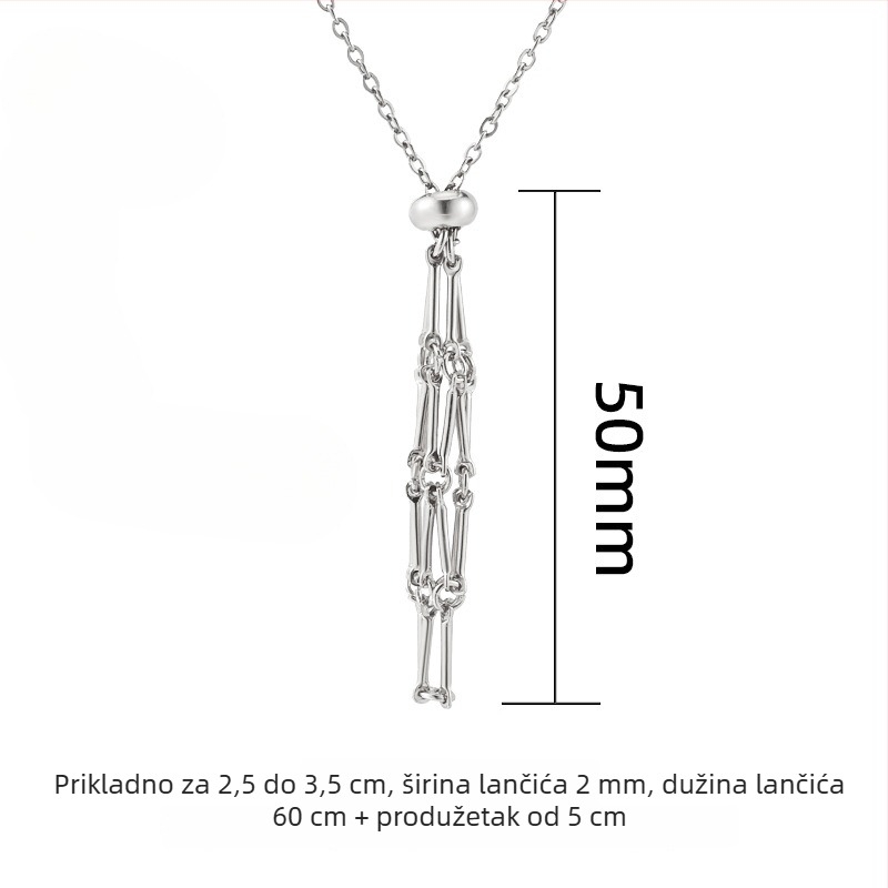 Ogrlica od nehrđajućeg čelika s privjeskom od titan čelika, geometrijski mrežasti dizajn, ručno izrađeni lanac, duljina 51-60 cm