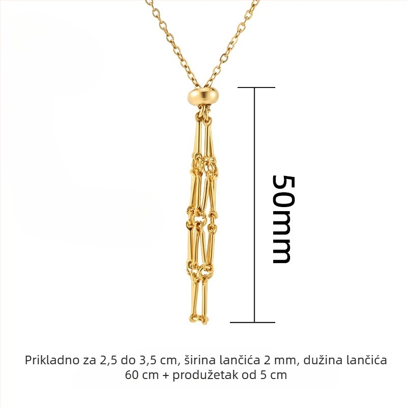 Ogrlica od nehrđajućeg čelika s privjeskom od titan čelika, geometrijski mrežasti dizajn, ručno izrađeni lanac, duljina 51-60 cm