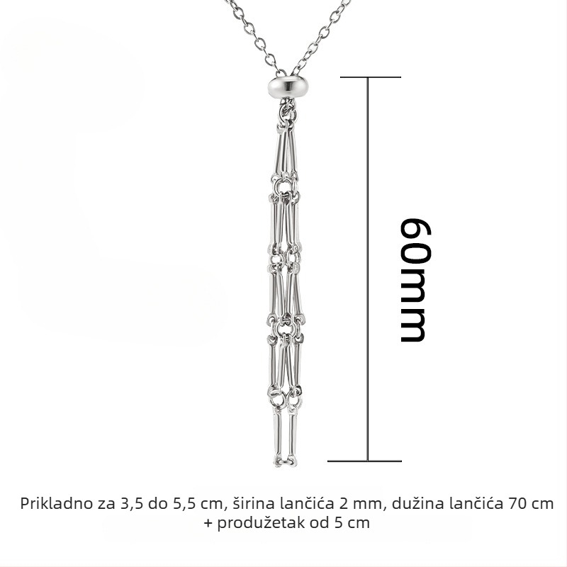 Ogrlica od nehrđajućeg čelika s privjeskom od titan čelika, geometrijski mrežasti dizajn, ručno izrađeni lanac, duljina 51-60 cm