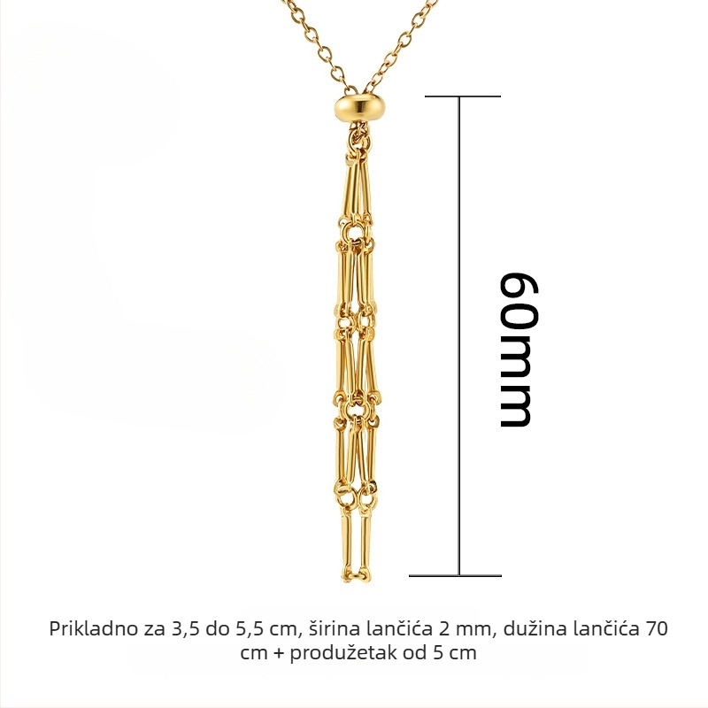 Ogrlica od nehrđajućeg čelika s privjeskom od titan čelika, geometrijski mrežasti dizajn, ručno izrađeni lanac, duljina 51-60 cm