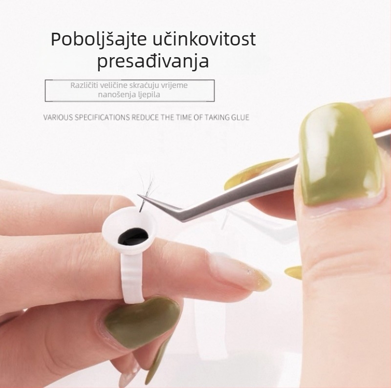 Bijela tvrda plastična čašica za pigment za trepavice, velika veličina, s razdvojenim uzorkom, čašica za pigment za polupermanentni make-up