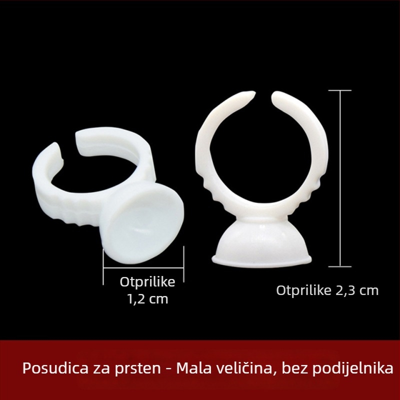 Bijela tvrda plastična čašica za pigment za trepavice, velika veličina, s razdvojenim uzorkom, čašica za pigment za polupermanentni make-up