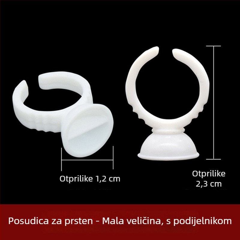 Bijela tvrda plastična čašica za pigment za trepavice, velika veličina, s razdvojenim uzorkom, čašica za pigment za polupermanentni make-up